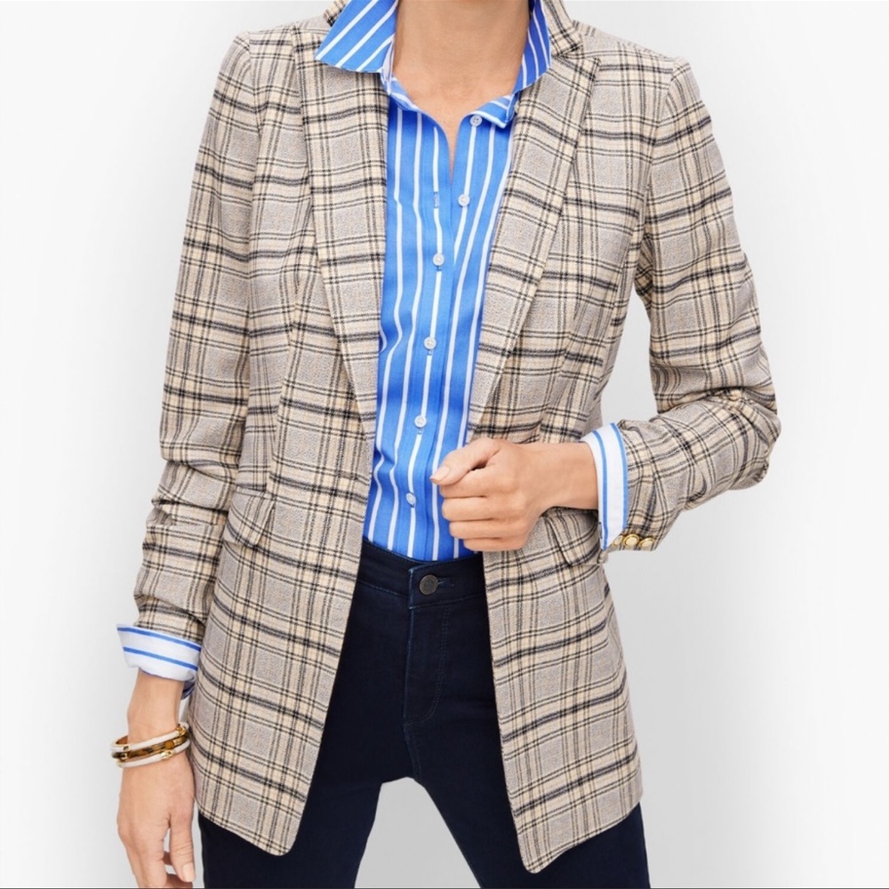 NWT Talbots 16 Plus Long Blazer Foliage Plaid